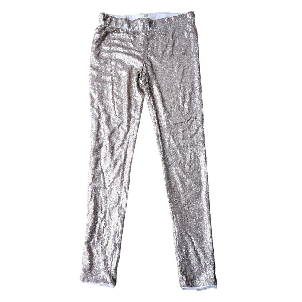 May & July Rose Gold Sequin Leggings Womens‎ Large Party Holiday Sparkly Pants